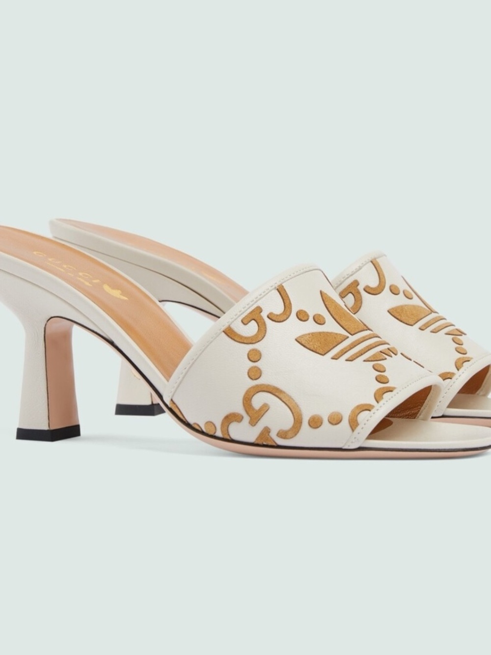 NIB Women's Gucci X Adidas Leather Logo Pumps Sandals Shoes 41